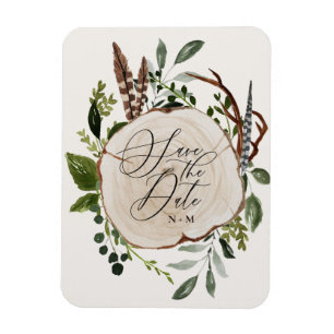 Magnet Flexible Mariage en tranches de bois rustique enregistrer l