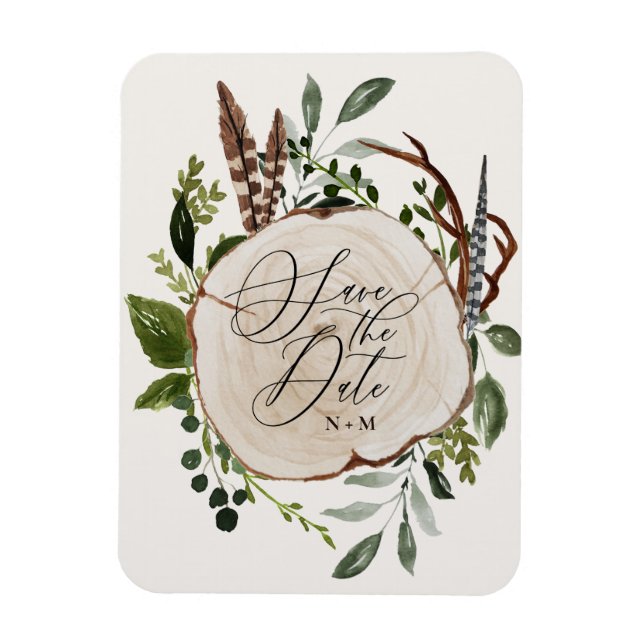 Magnet Flexible Mariage en tranches de bois rustique enregistrer l (Vertical)