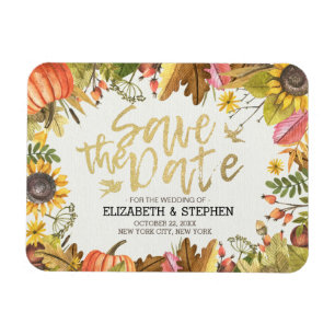 Magnet Flexible Mariage Enregistrer La Date Automne Automne Feuill