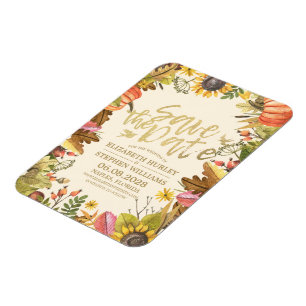 Magnet Flexible Mariage Enregistrer La Date Automne Automne Feuill