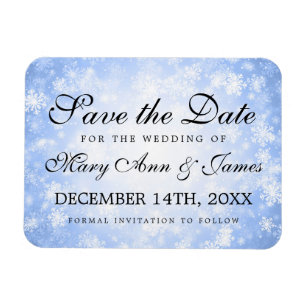 Magnet Flexible Mariage Enregistrer La Date Blue Winter Wonderland