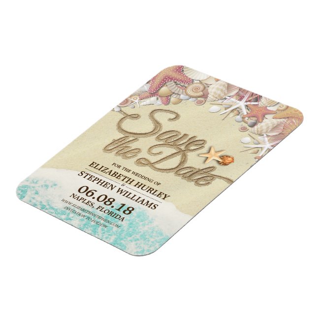 Magnet Flexible Mariage Enregistrer La Date Été Sandy Beach Starfi (Côté Gauche)