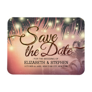 Magnet Flexible Mariage Enregistrer La Date Summer Beach Palm Tree