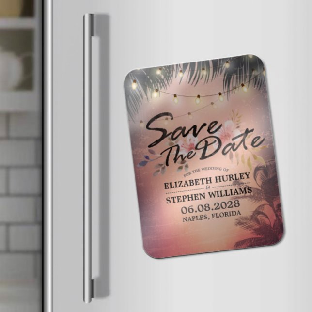 Magnet Flexible Mariage Enregistrer La Date Summer Beach Palm Tree (Créateur téléchargé)