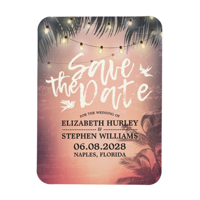 Magnet Flexible Mariage Enregistrer La Date Summer Beach Palm Tree (Vertical)