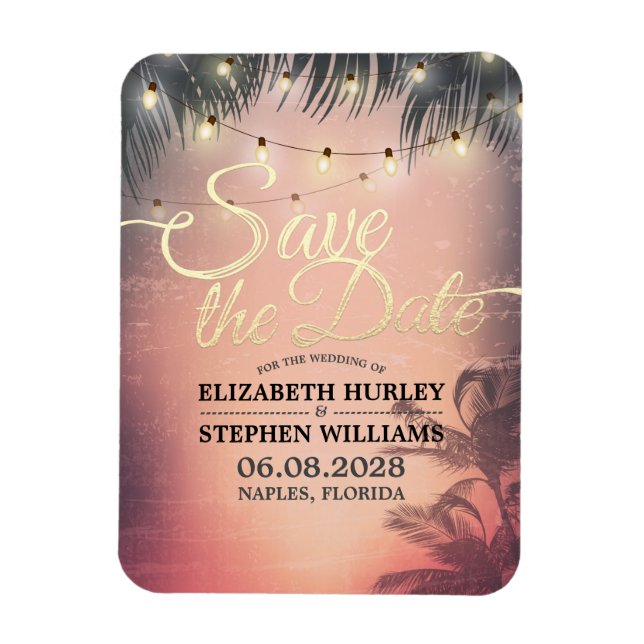 Magnet Flexible Mariage Enregistrer La Date Summer Beach Palm Tree (Vertical)