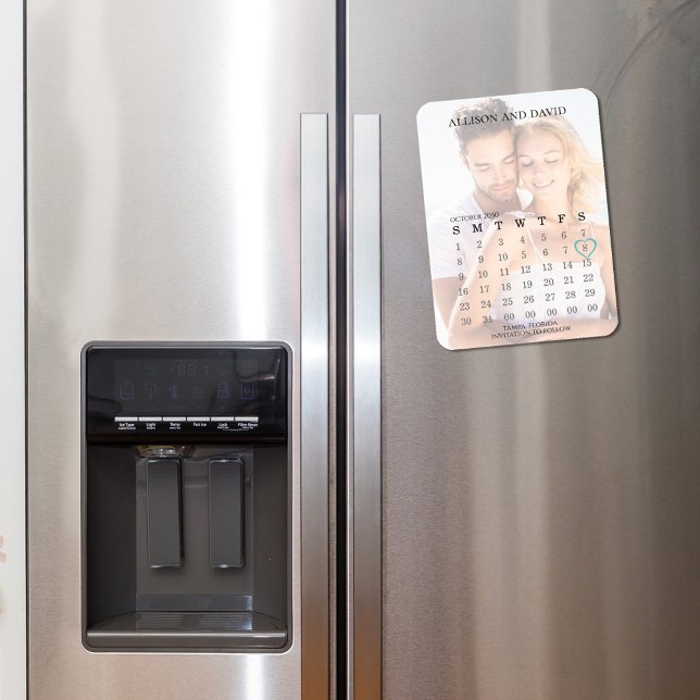 Magnet Flexible Mariage Enregistrer le Modèle Calendrier Date (Wedding save the date photo magnet. )