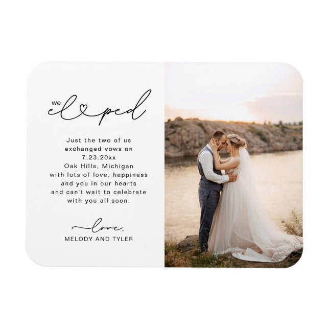 Magnet Flexible Mariage Faire-part Nous avons Elopé Carte photo de (Horizontal)