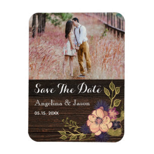 Magnet Flexible Mariage Floral Rustique Enregistrer La Date Invita