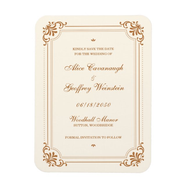 Magnet Flexible Mariage florissant vintage Enregistrer la date (Vertical)