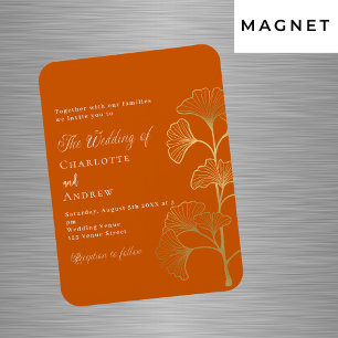 Magnet Flexible Mariage ginkgo feuille brûlé orange luxe invitatio