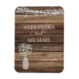 Magnet Flexible Mariage Jar Fleur de Gypsophile Maison de Campagne