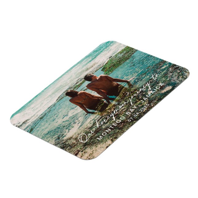 Magnet Flexible Mariage Lune de miel - Destination de script blanc (Côté Gauche)