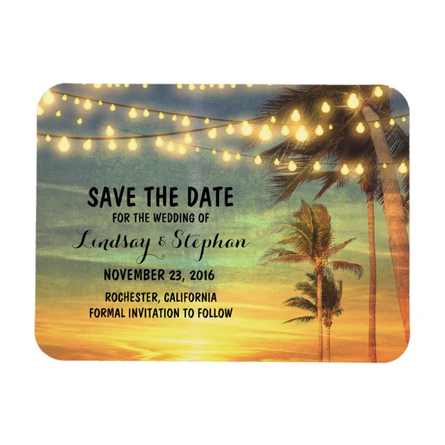 Magnet Flexible Mariage Moderne De Plage Économisez La Date (Horizontal)
