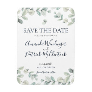 Magnet Flexible Mariage moderne Eucalyptus Enregistrer la date Mag