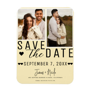 Magnet Flexible Mariage moderne jaune pâle, save the date, 2 photo