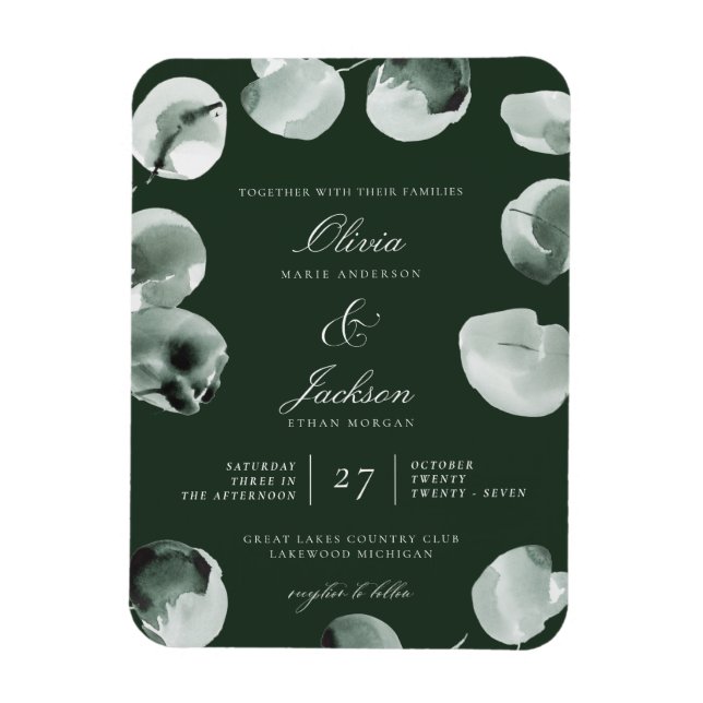 Magnet Flexible Mariage Moderne Manuscrit au Vert de Eucalyptus At (Vertical)