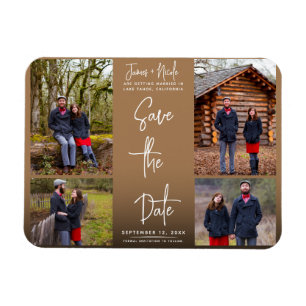 Magnet Flexible Mariage Moderne Marron 4 Photos Enregistrer la Dat