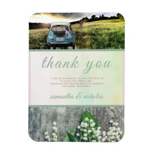Magnet Flexible Mariage moderne Merci vert rose