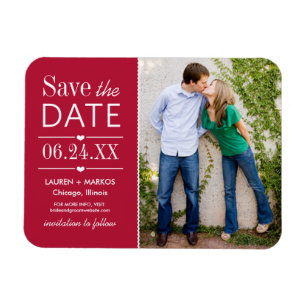 Magnet Flexible Mariage moderne Red Hearts Photo Enregistrer la da