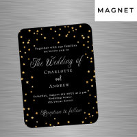 Mariage or noir étoiles élégant script luxe