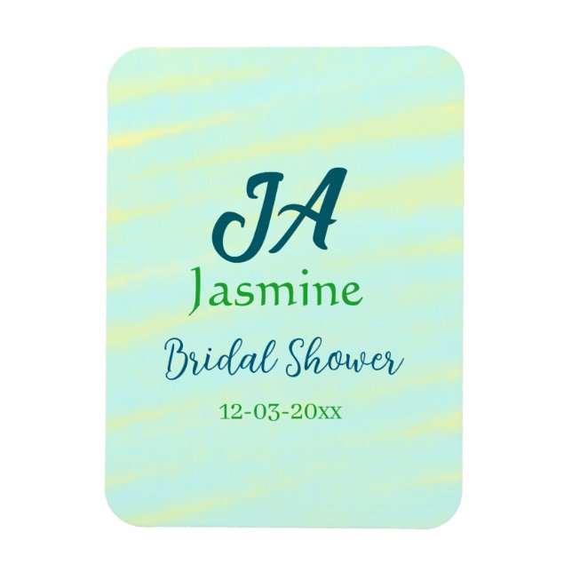 Magnet Flexible Mariage pastel bleu vert aquarelle nom da (Vertical)