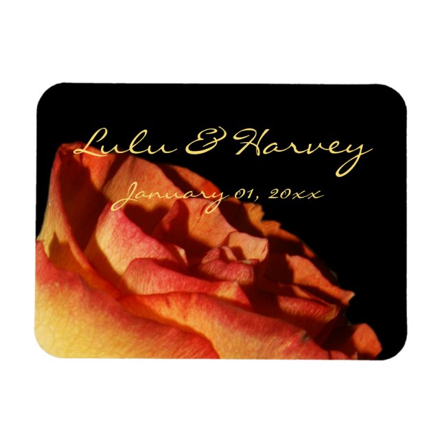 Magnet Flexible Mariage personnel rouge pourri rose jaune (Horizontal)