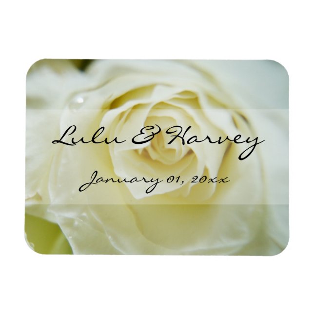 Magnet Flexible Mariage personnel White Rose (Horizontal)