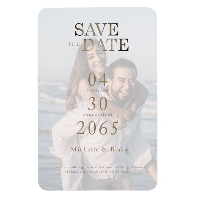 Magnet Flexible Mariage photo Couple Beach Enregistrer la date (Vertical)