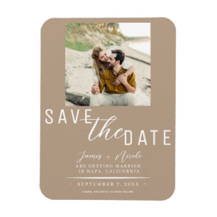 Magnet Flexible Mariage Photo de Faire-Part Beige