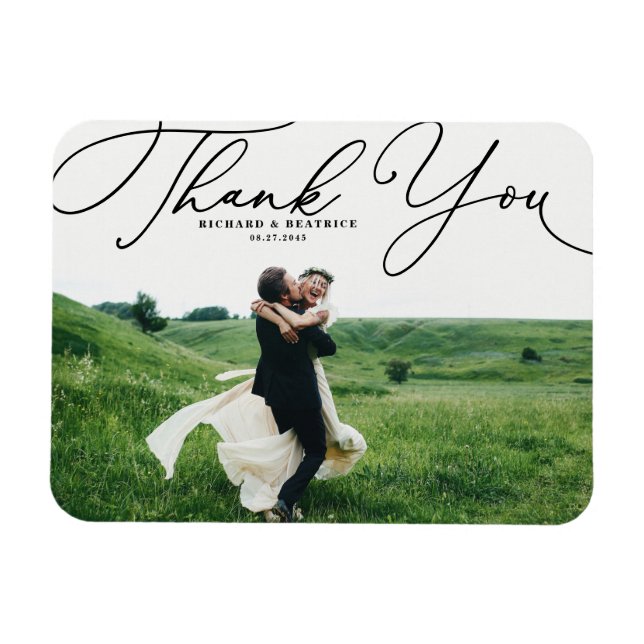 Magnet Flexible Mariage photo de script manuscrit Black Elegant (Horizontal)
