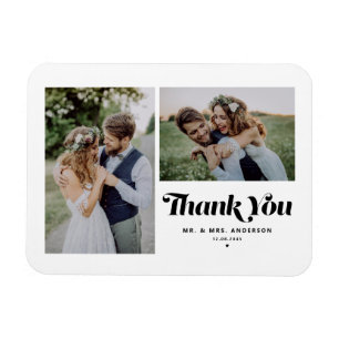 Magnet Flexible Mariage Photo Deux Calligraphie Rétro Noir