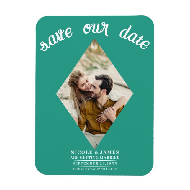 Magnet Flexible Mariage photo en diamant turquoise Enregistrer la  (Vertical)