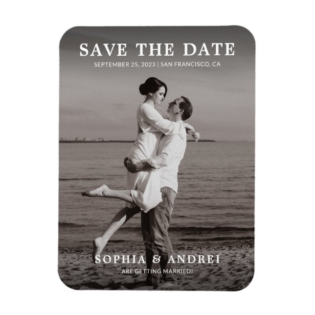 Magnet Flexible Mariage photo moderne noir & blanc Enregistrer la  (Vertical)