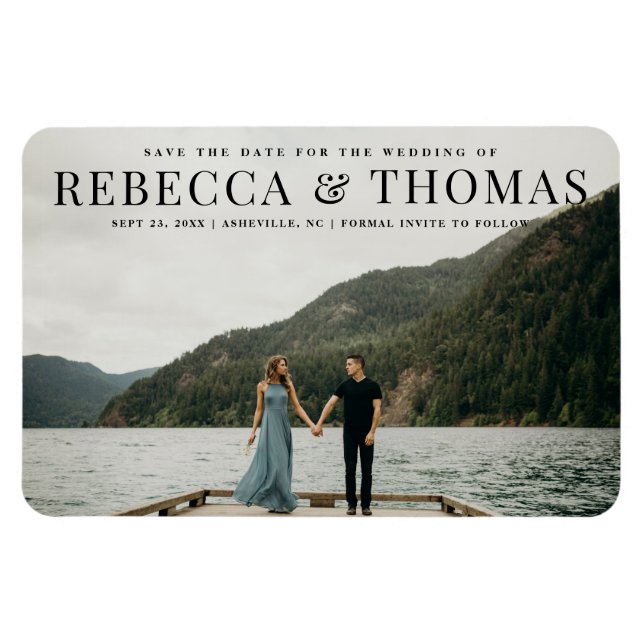 Magnet Flexible Mariage photo paysage moderne enregistrer la date (Horizontal)