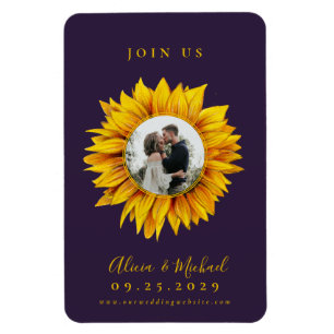 Magnet Flexible Mariage photo tournesol rustique enregistrer la da
