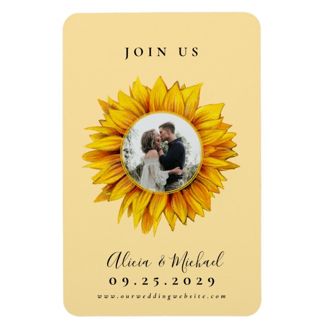 Magnet Flexible Mariage photo tournesol rustique enregistrer la da (Vertical)