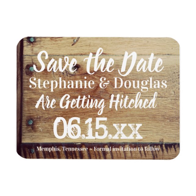 Magnet Flexible Mariage rustique Enregistrer la date Flexible Phot (Horizontal)