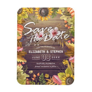 Magnet Flexible Mariage Sauvegarder La Date Automne Feuilles Bois