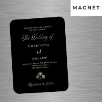 Mariage vert noir ginkgo invitation luxe
