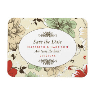Magnet Flexible Mariage vintage Chic Floral Enregistrer La Date