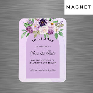 Magnet Flexible Mariage violet violet fleurs arch script