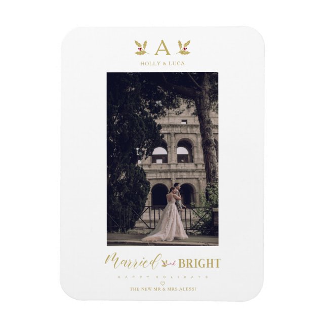 Magnet Flexible Marié et brillant Noël initial Nouveaux mariés Pho (Vertical)