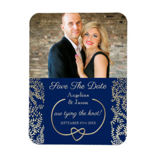 Magnet Flexible Marine Blue Photo Wedding Enregistrer La Date Invi