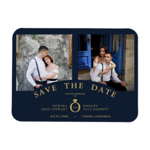 Magnet Flexible Marine Elegant Rose 2 Photos Sophistiqué Mariage