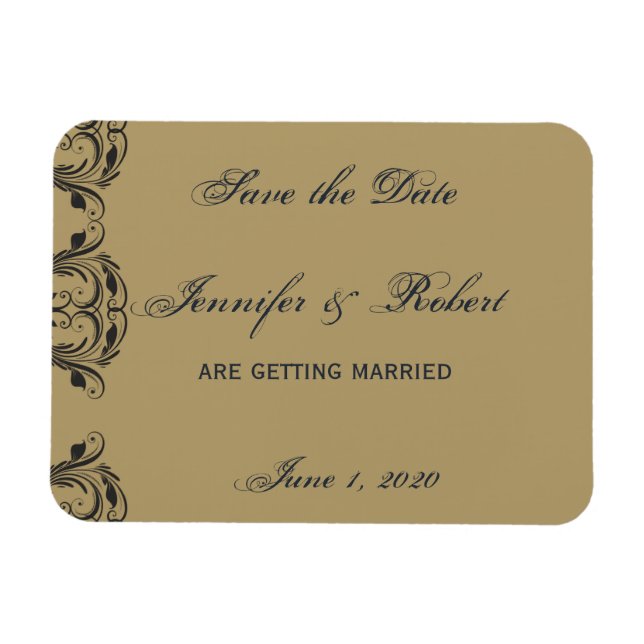 Magnet Flexible Marine et Gold Masquerade Enregistrer la date (Horizontal)