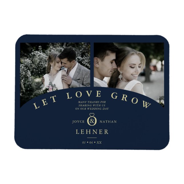 Magnet Flexible Marine Gold Elegant 2 Photos laissez Love Grow Mar (Horizontal)