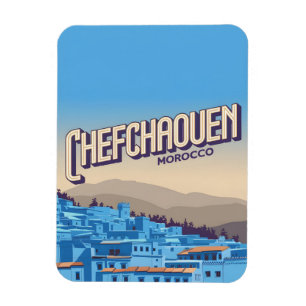 Magnet Flexible Maroc carte postale chefchaoun, cadeau de la ville