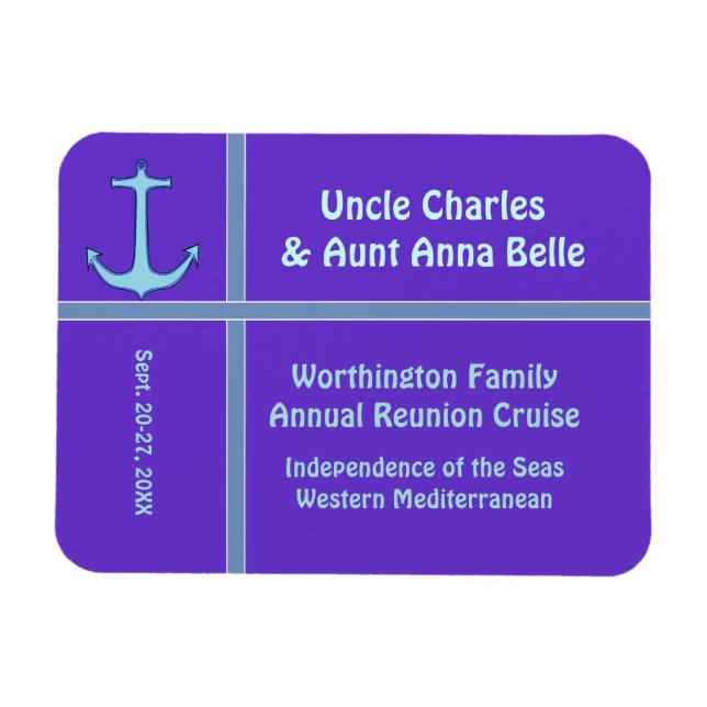 Magnet Flexible Marqueur de porte Cabine Ancre violet (Horizontal)