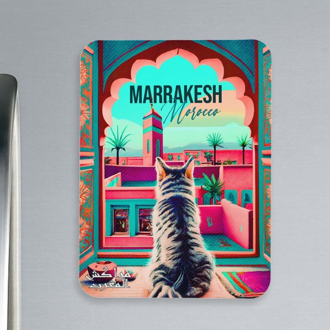 Magnet Flexible Marrakech Maroc Chat Voyage Tourisme Souvenir (Créateur téléchargé)